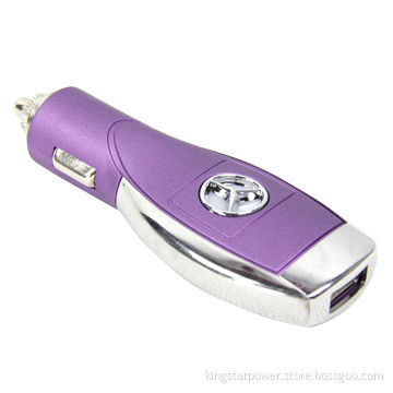 USB 1A output in-car charger for smartphones, OEM car logo is accepted